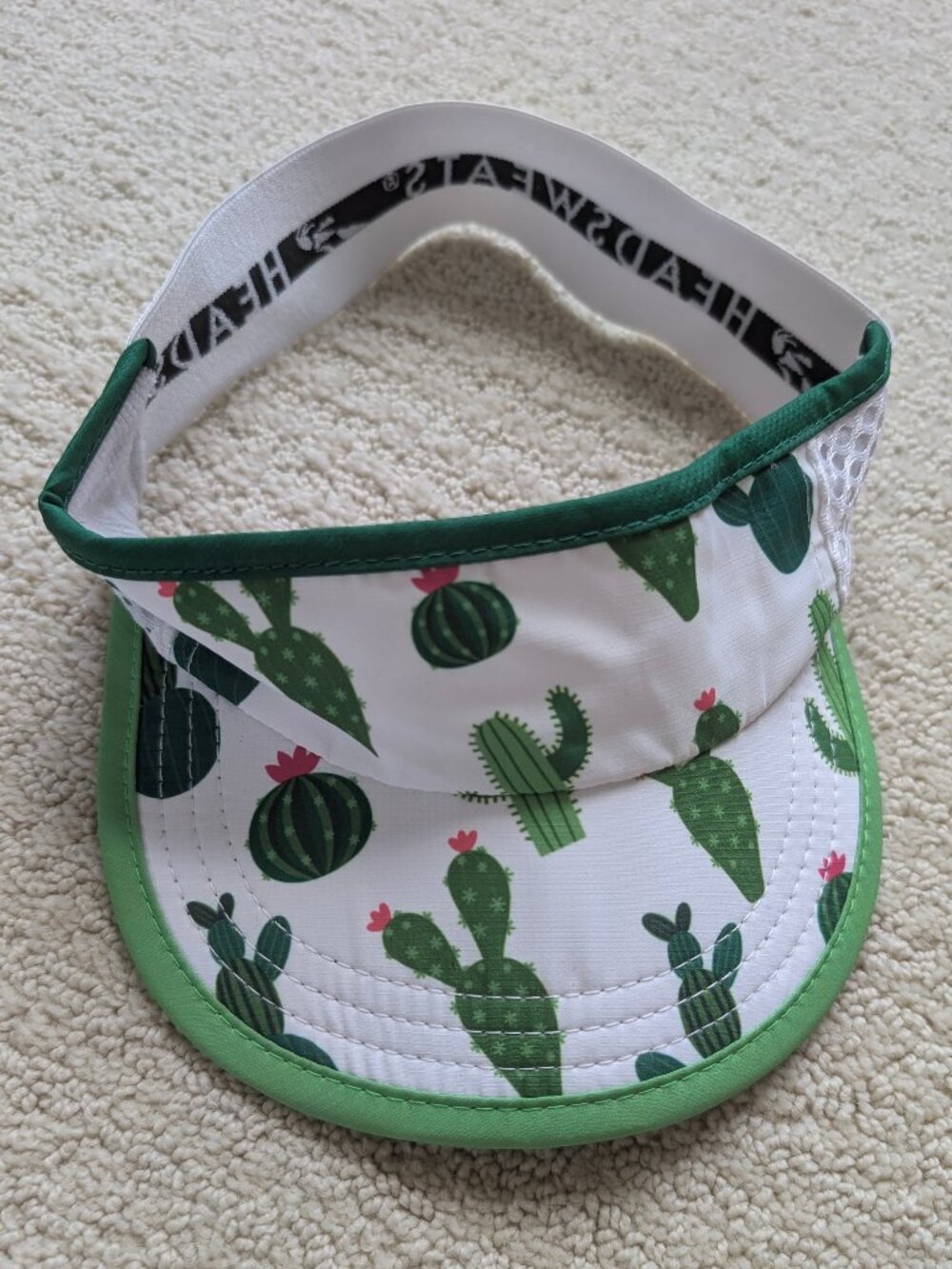 Headsweats Super Crush Visor Cactus Adult OS Green White Running Elastic Band